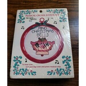New Berlin Co Christmas Bells 2289 Musical Cross Stitch Ornament Kit Vintage NOS
